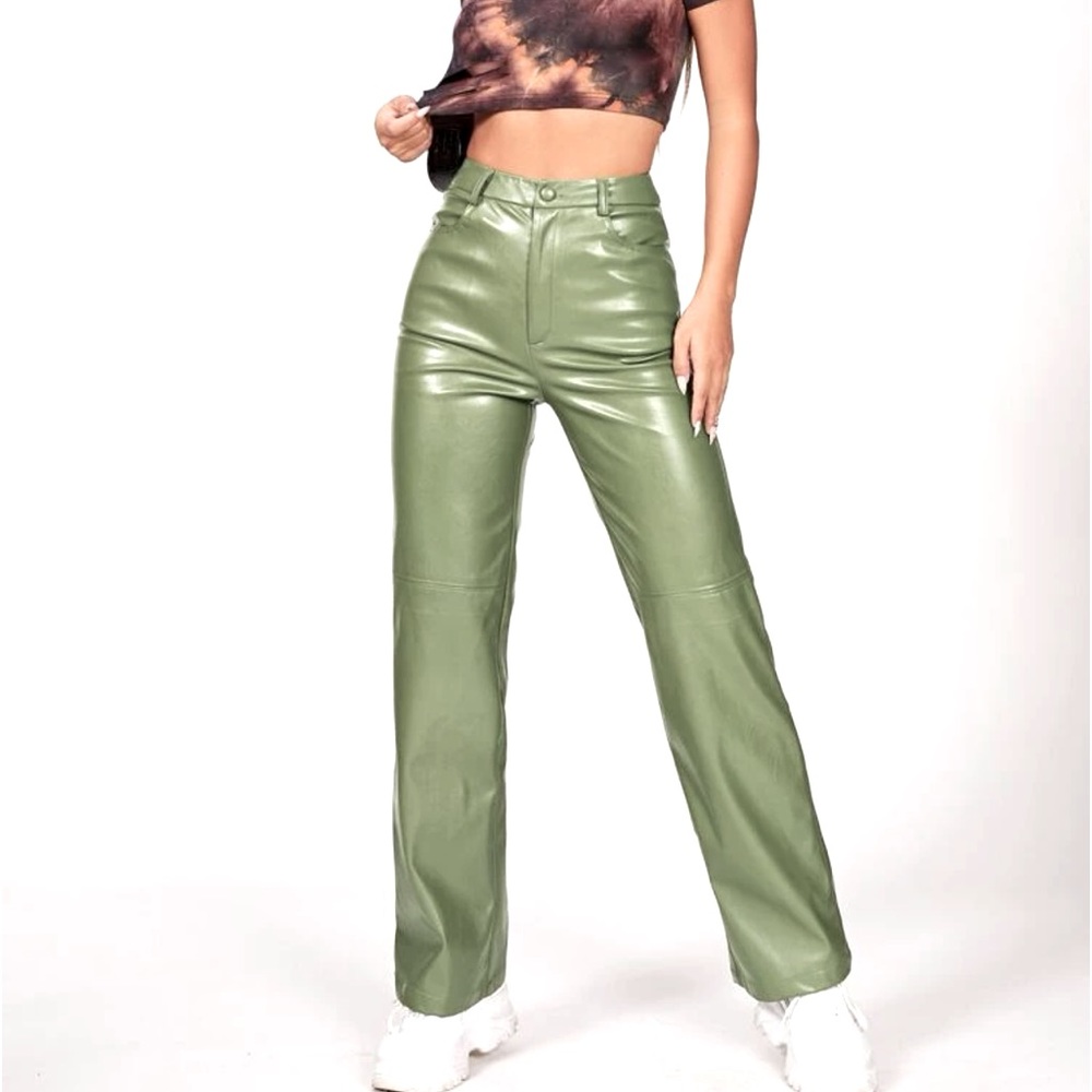 Faux Leather Straight Leg Pants